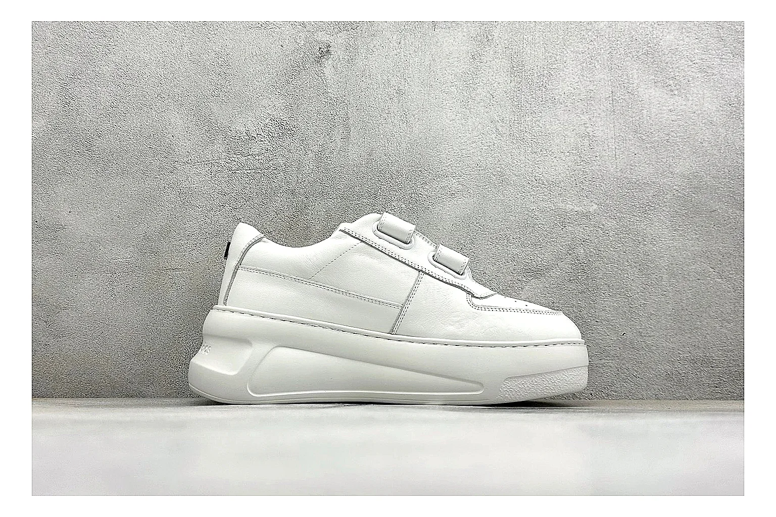 Acne Studios Velcro White Mid-Top spreadsheet record image showing white leather panels, broad hook-and-loop straps, padded mid-top collar, and a clean rubber sole thumbnail 6