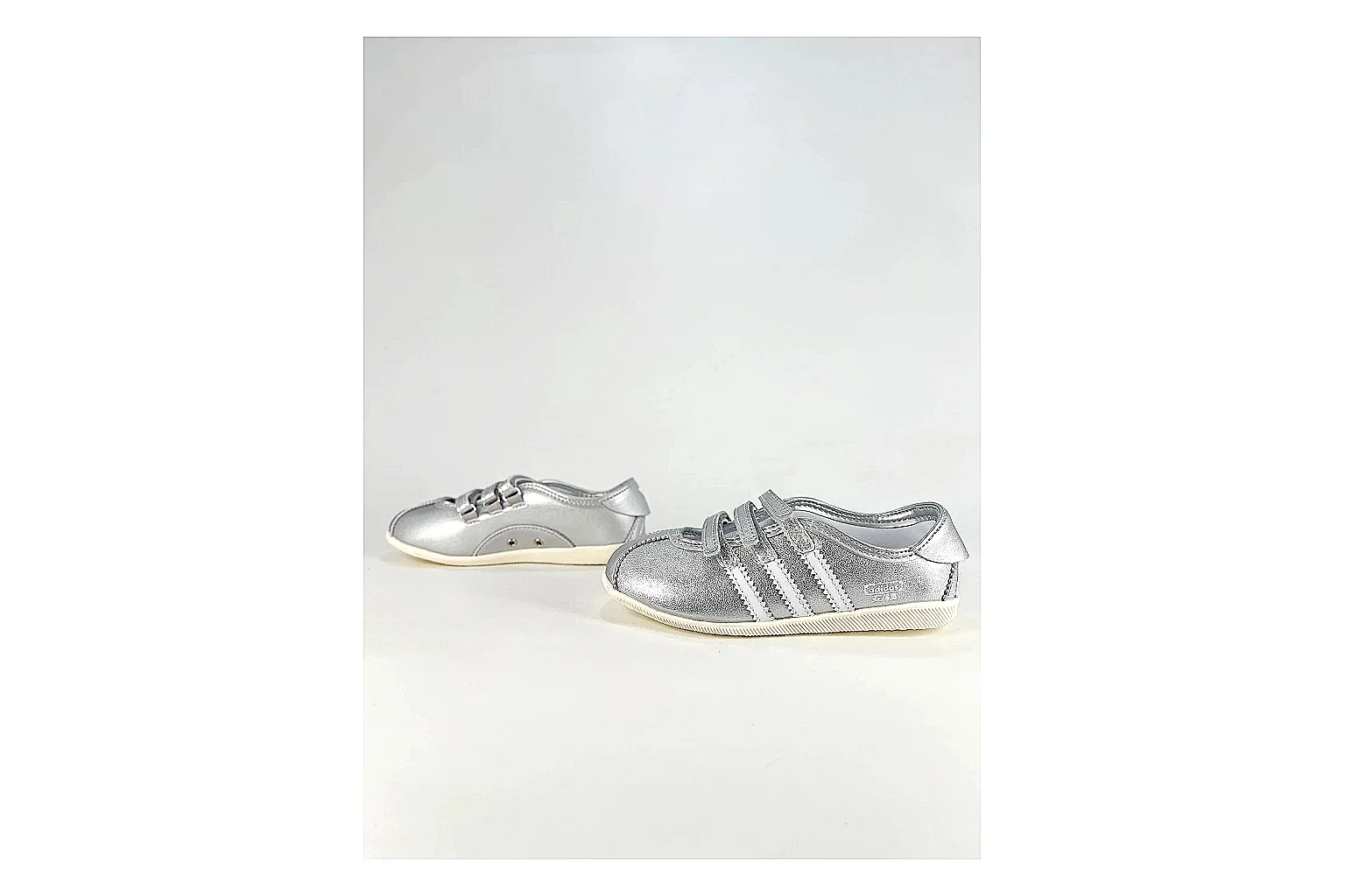 Adidas Originals Anfisa Silver Sneakers spreadsheet record image with silver low-top sneakers with leather texture, side-profile shape, upper panel lines, and outsole detail thumbnail 5