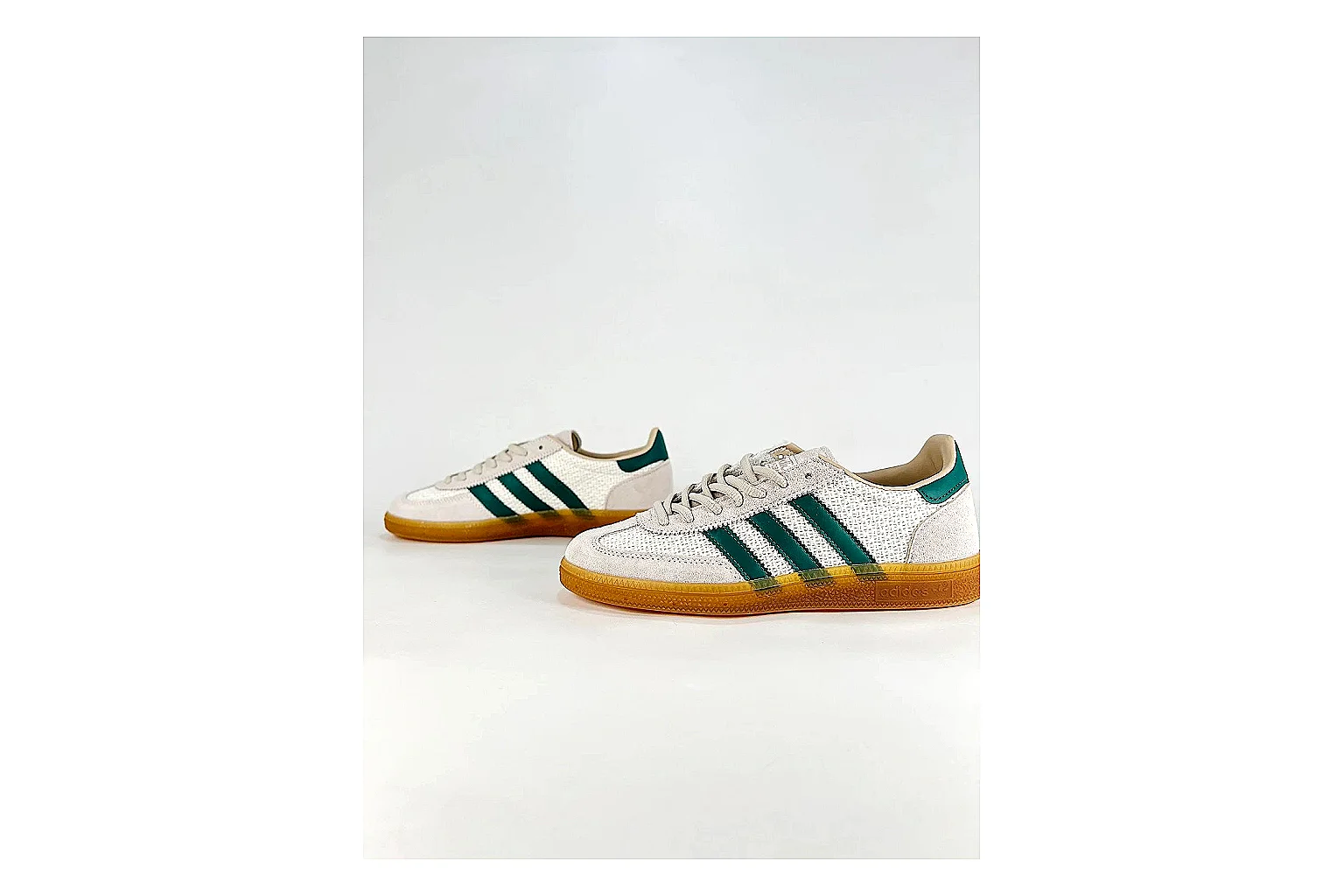 Adidas Originals Handball Spezial White Green Sneakers spreadsheet record image with white green handball sneakers with suede-leather texture, side-profile shape, upper panel lines, and outsole detail thumbnail 5