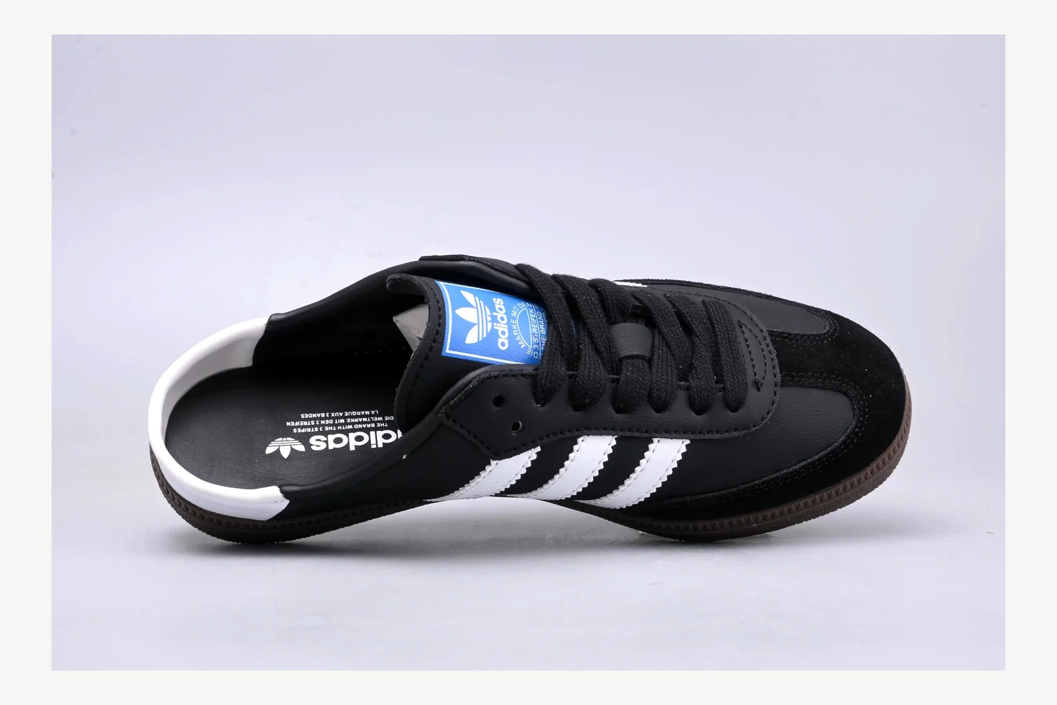 Adidas Originals Samba Black White Sheetbase record image with white black low-top sneaker with mixed-material upper and low-profile shape thumbnail 2
