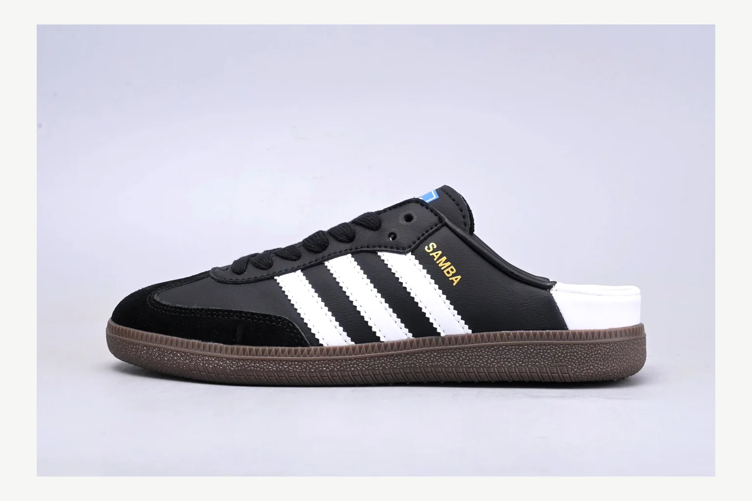 Adidas Originals Samba Black White Sheetbase record image with white black low-top sneaker with mixed-material upper and low-profile shape thumbnail 6