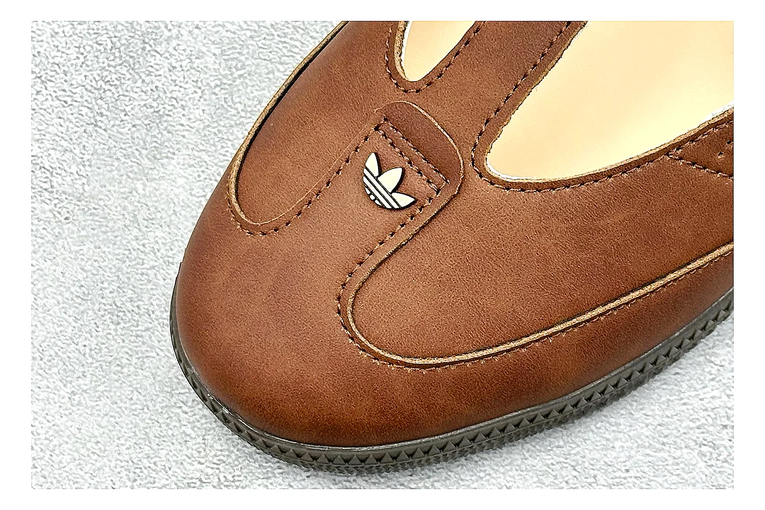 Adidas Samba Jane Brown spreadsheet record photo showing brown Mary Jane upper, Samba-style side stripes, strap closure, gum outsole, and low terrace profile thumbnail 5