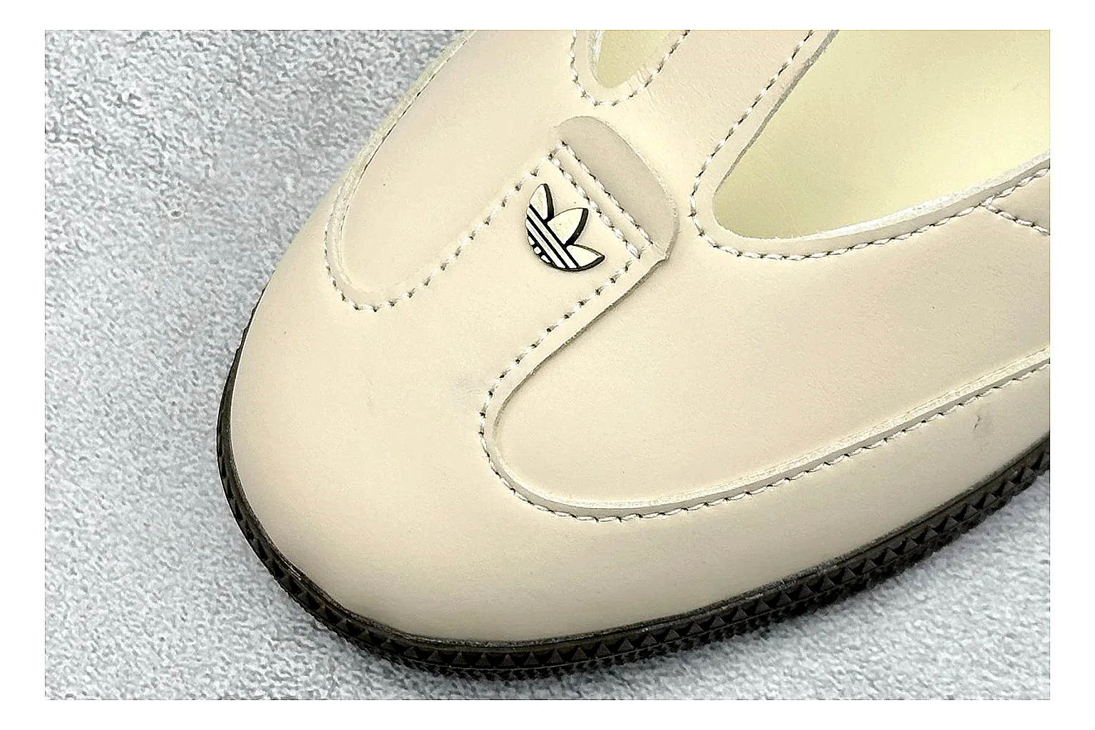 Adidas Samba Jane Cream spreadsheet record photo showing cream Mary Jane upper, dark gum outsole, Samba-style side stripes, and low strap silhouette thumbnail 5