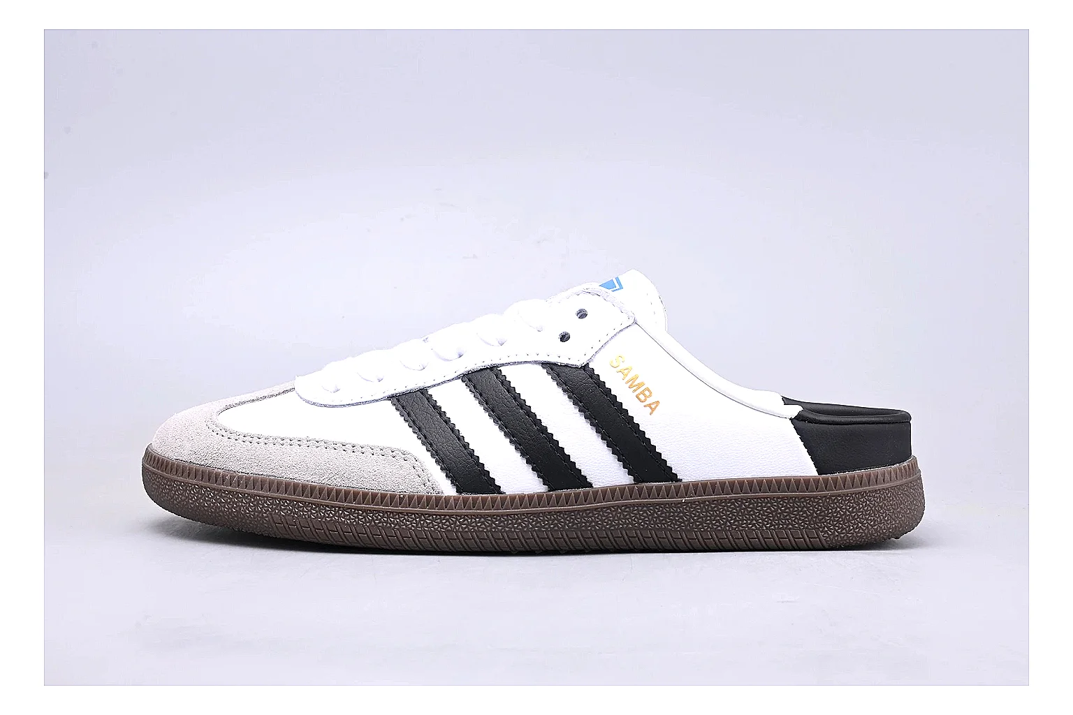 Adidas Samba OG White Black Sheetbase record image with white black samba og terrace sneaker with mixed upper and terrace shape