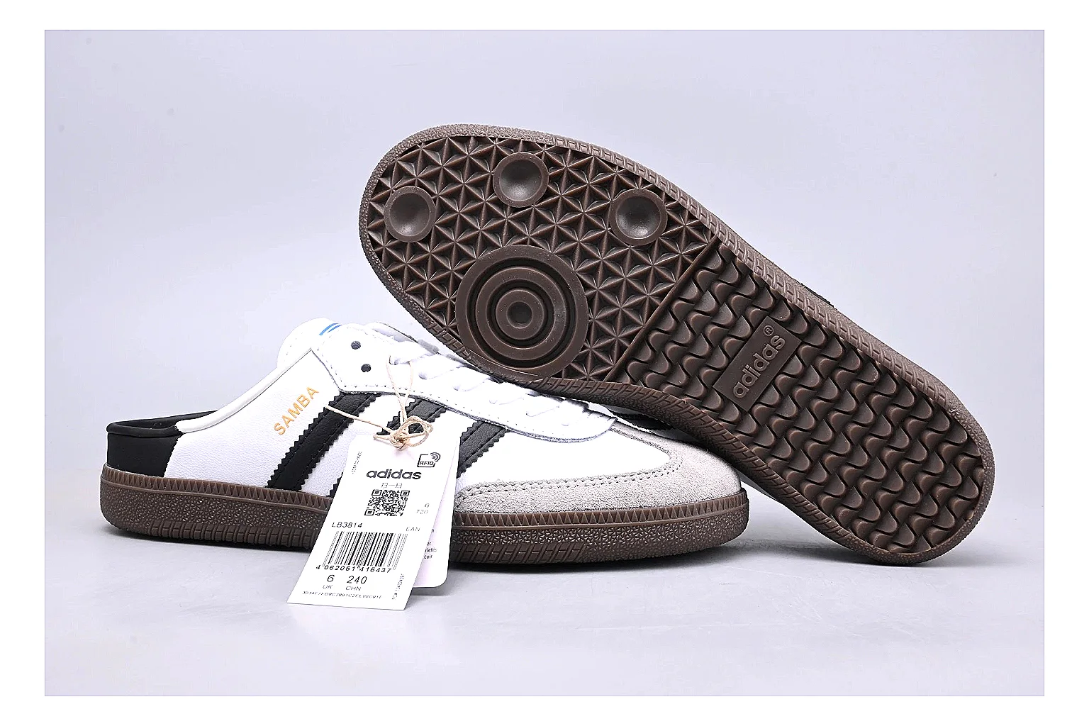 Adidas Samba OG White Black Sheetbase record image with white black samba og terrace sneaker with mixed upper and terrace shape thumbnail 5