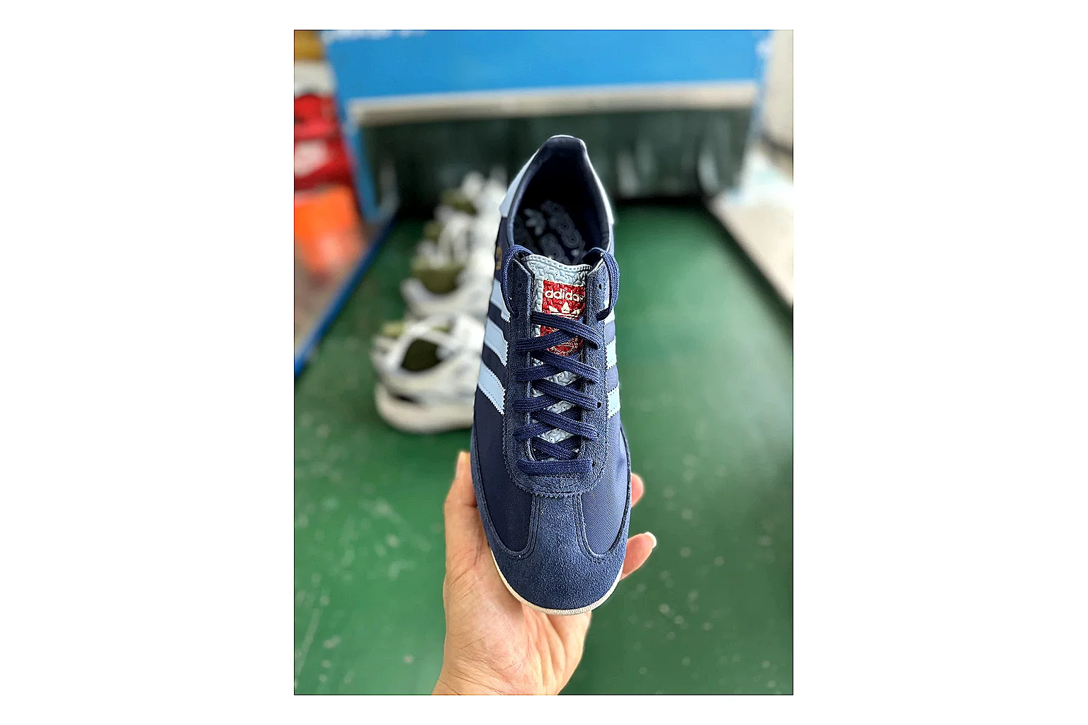 Adidas SL 72 RS Blue Red Sheetbase record image with red blue sl 72 rs retro runner with mixed upper and runner shape thumbnail 2