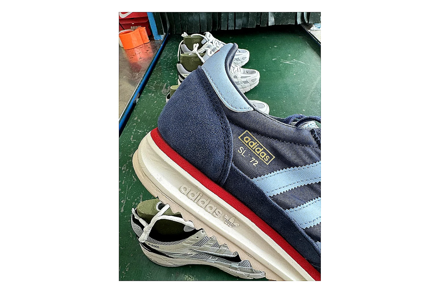 Adidas SL 72 RS Blue Red Sheetbase record image with red blue sl 72 rs retro runner with mixed upper and runner shape thumbnail 5