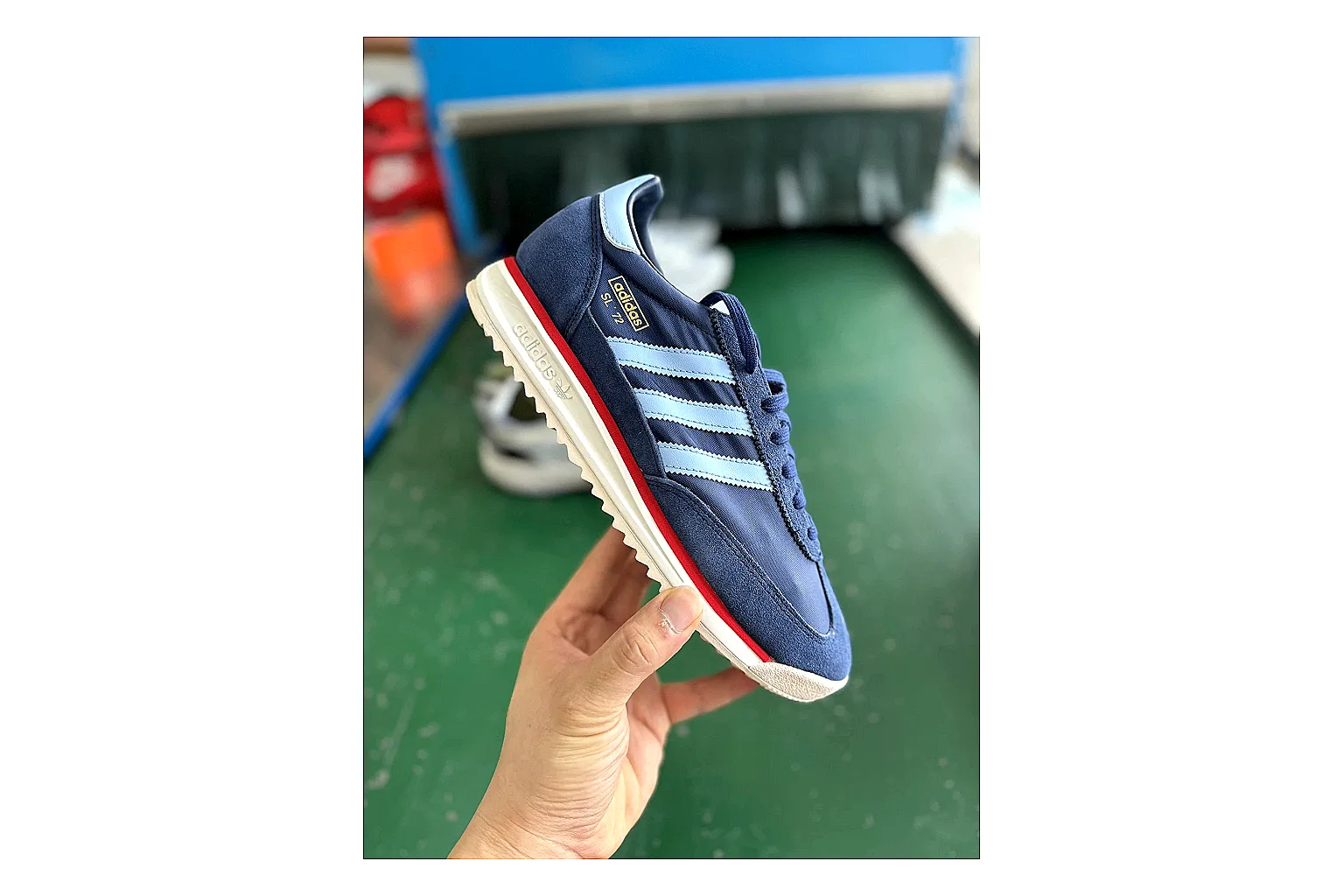 Adidas SL 72 RS Blue Red Sheetbase record image with red blue sl 72 rs retro runner with mixed upper and runner shape thumbnail 6