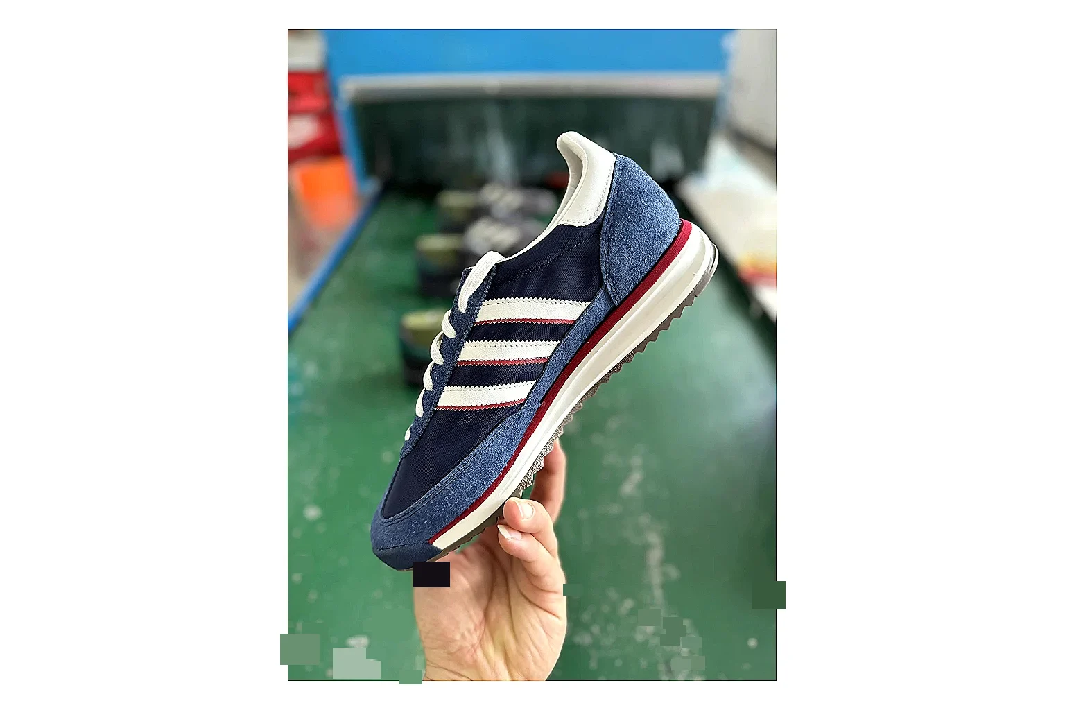 Adidas SL 72 RS Blue White Sheetbase record image with white red blue sl 72 rs retro runner with mixed upper and runner shape