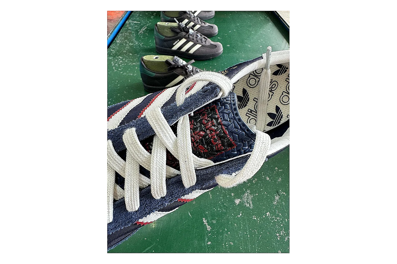 Adidas SL 72 RS Blue White Sheetbase record image with white red blue sl 72 rs retro runner with mixed upper and runner shape