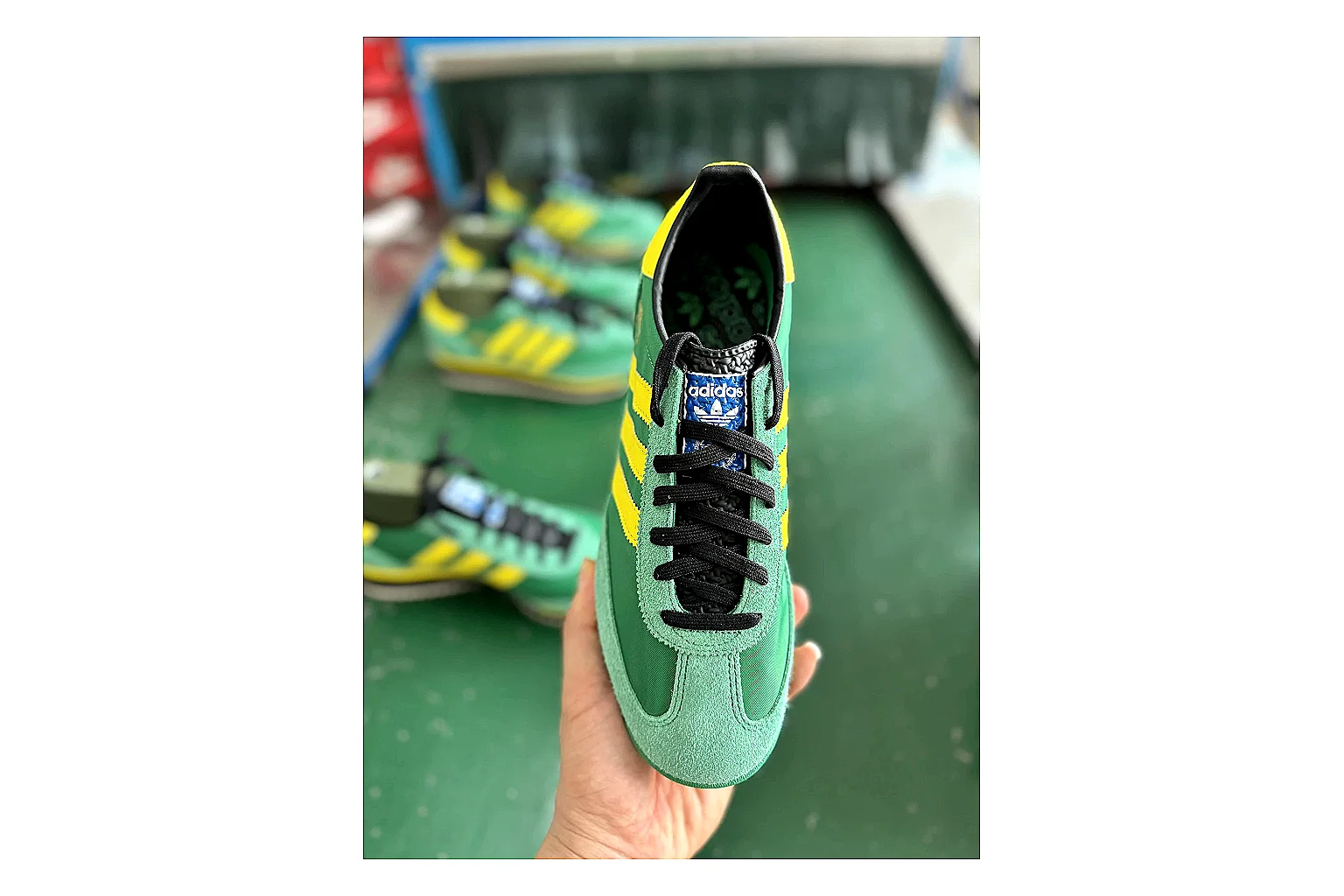 Adidas SL 72 RS Green Yellow Sheetbase record image with green yellow sl 72 rs retro runner with mixed upper and runner shape thumbnail 2