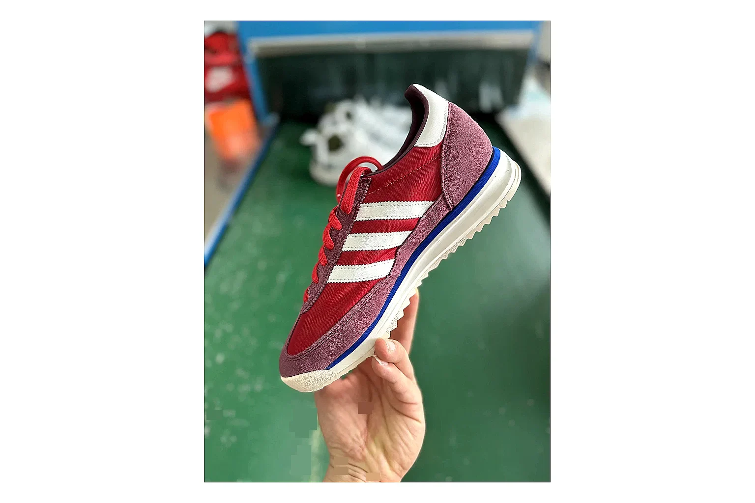 Adidas SL 72 RS Red White Sheetbase record image with white red sl 72 rs retro runner with mixed upper and runner shape