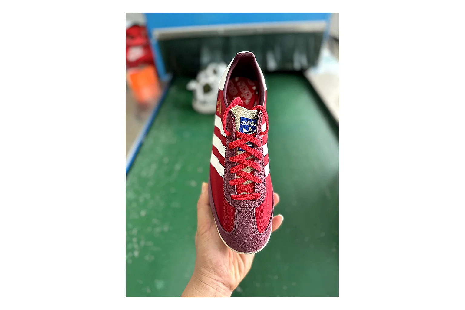 Adidas SL 72 RS Red White Sheetbase record image with white red sl 72 rs retro runner with mixed upper and runner shape thumbnail 2