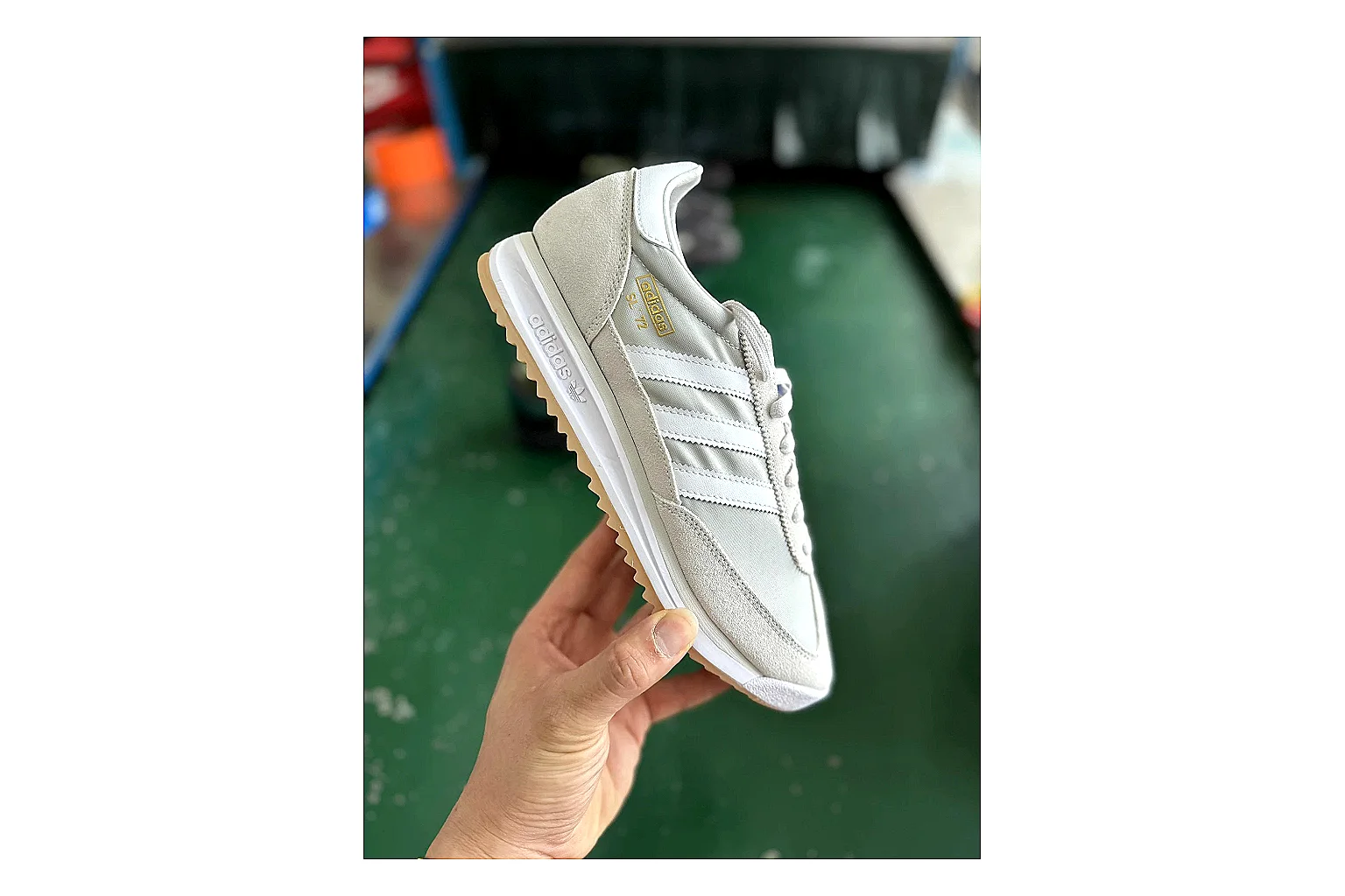 Adidas SL 72 RS White Grey Sheetbase record image with white grey sl 72 rs retro runner with mixed upper and runner shape thumbnail 6