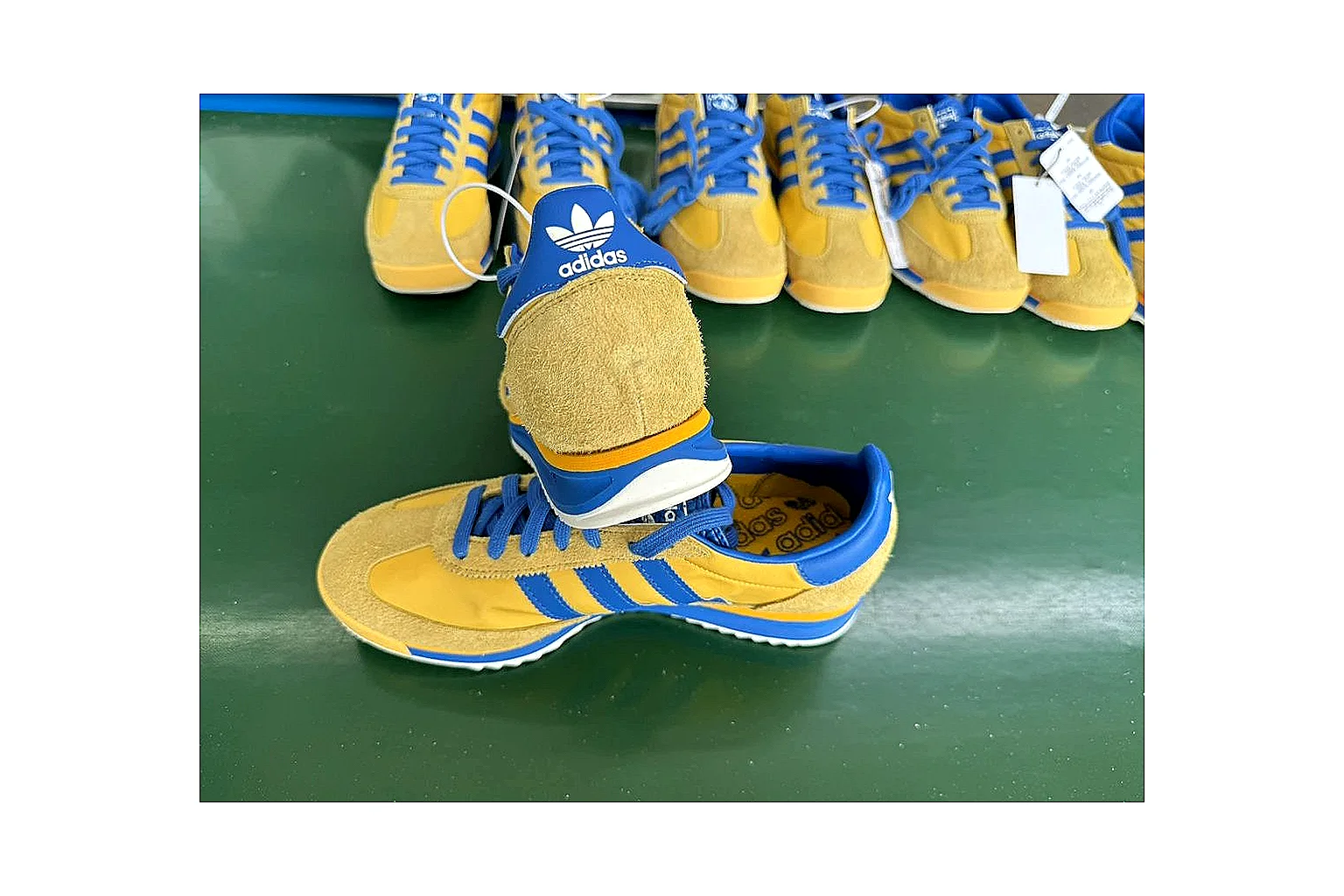 Adidas SL 72 RS Yellow Blue Sheetbase record image with yellow blue sl 72 rs retro runner with mixed upper and runner shape thumbnail 3