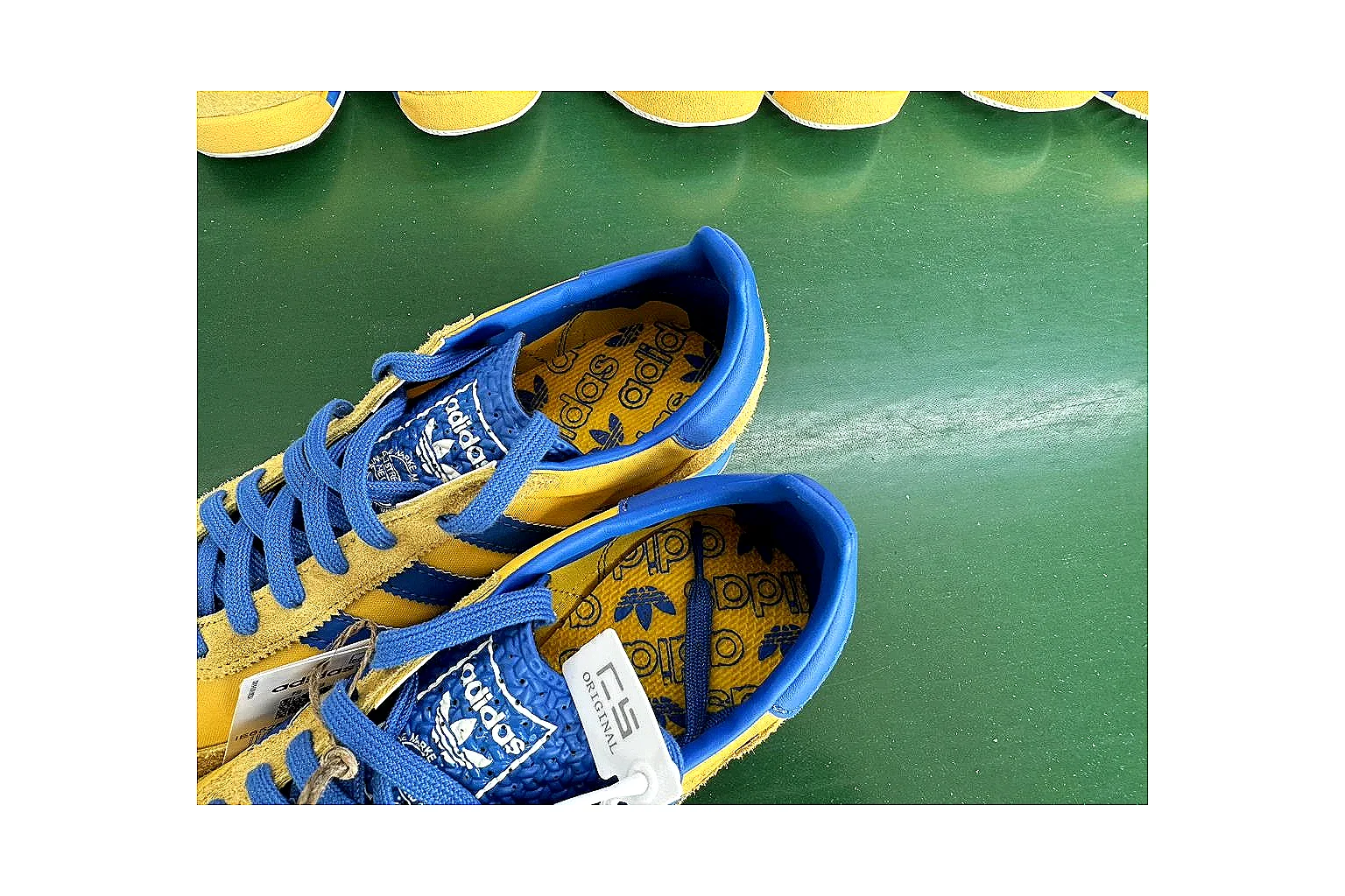 Adidas SL 72 RS Yellow Blue Sheetbase record image with yellow blue sl 72 rs retro runner with mixed upper and runner shape thumbnail 5