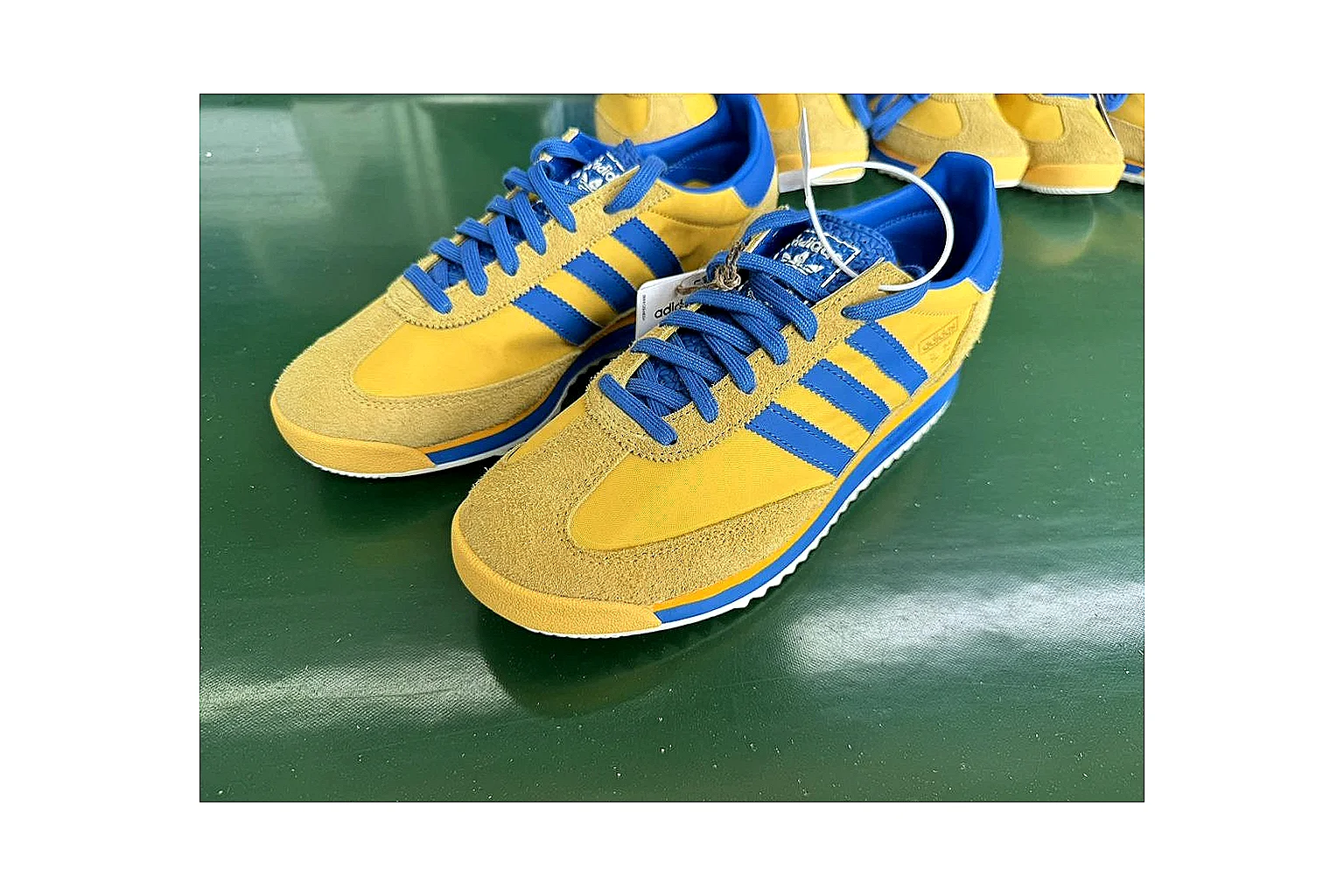 Adidas SL 72 RS Yellow Blue Sheetbase record image with yellow blue sl 72 rs retro runner with mixed upper and runner shape thumbnail 6