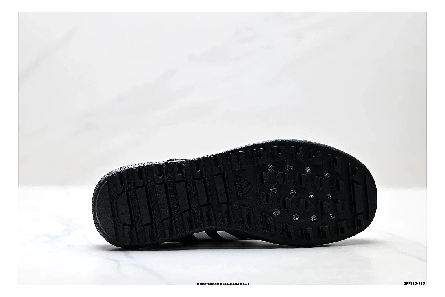 Adidas Terrex Daroga Black White Sneakers spreadsheet record image with black white outdoor trail sneakers with mesh texture, side-profile shape, upper panel lines, and outsole detail