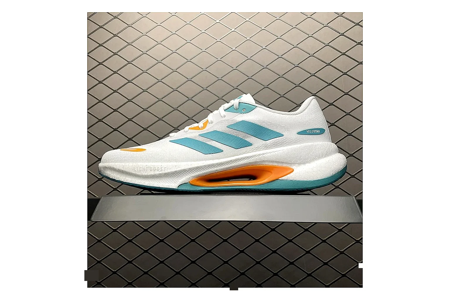 Adidas Velosamba White Turquoise Sheetbase record image with white turquoise velosamba terrace sneaker with mixed upper and terrace shape