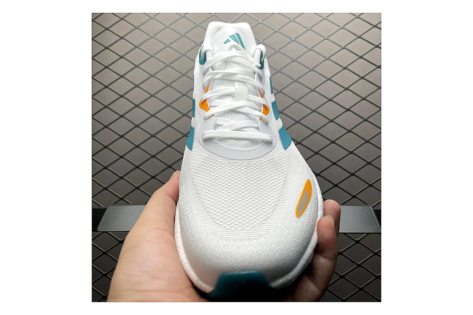 Adidas Velosamba White Turquoise Sheetbase record image with white turquoise velosamba terrace sneaker with mixed upper and terrace shape