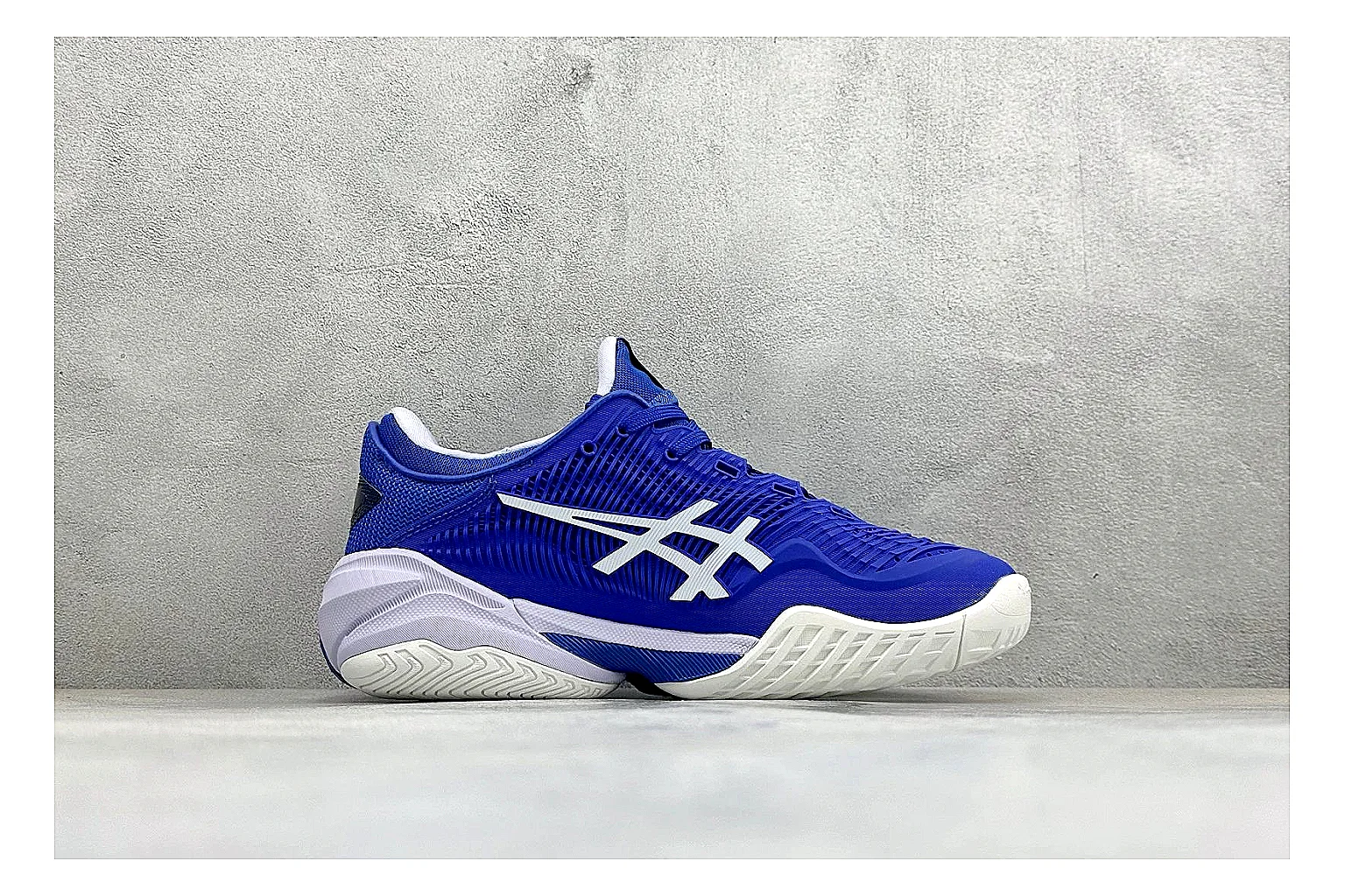 Asics Court FF Royal Blue spreadsheet record photo showing royal blue court upper, Asics side stripes, supportive sole wall, and stable tennis profile thumbnail 6