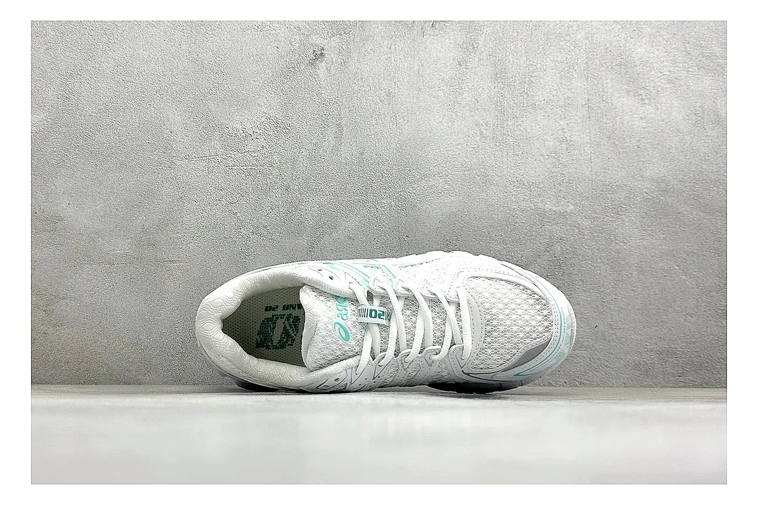 Asics Gel-Kayano White Mint spreadsheet record photo showing white mesh runner upper, mint Asics accents, cushioned Gel-Kayano sole, and technical support shape thumbnail 2