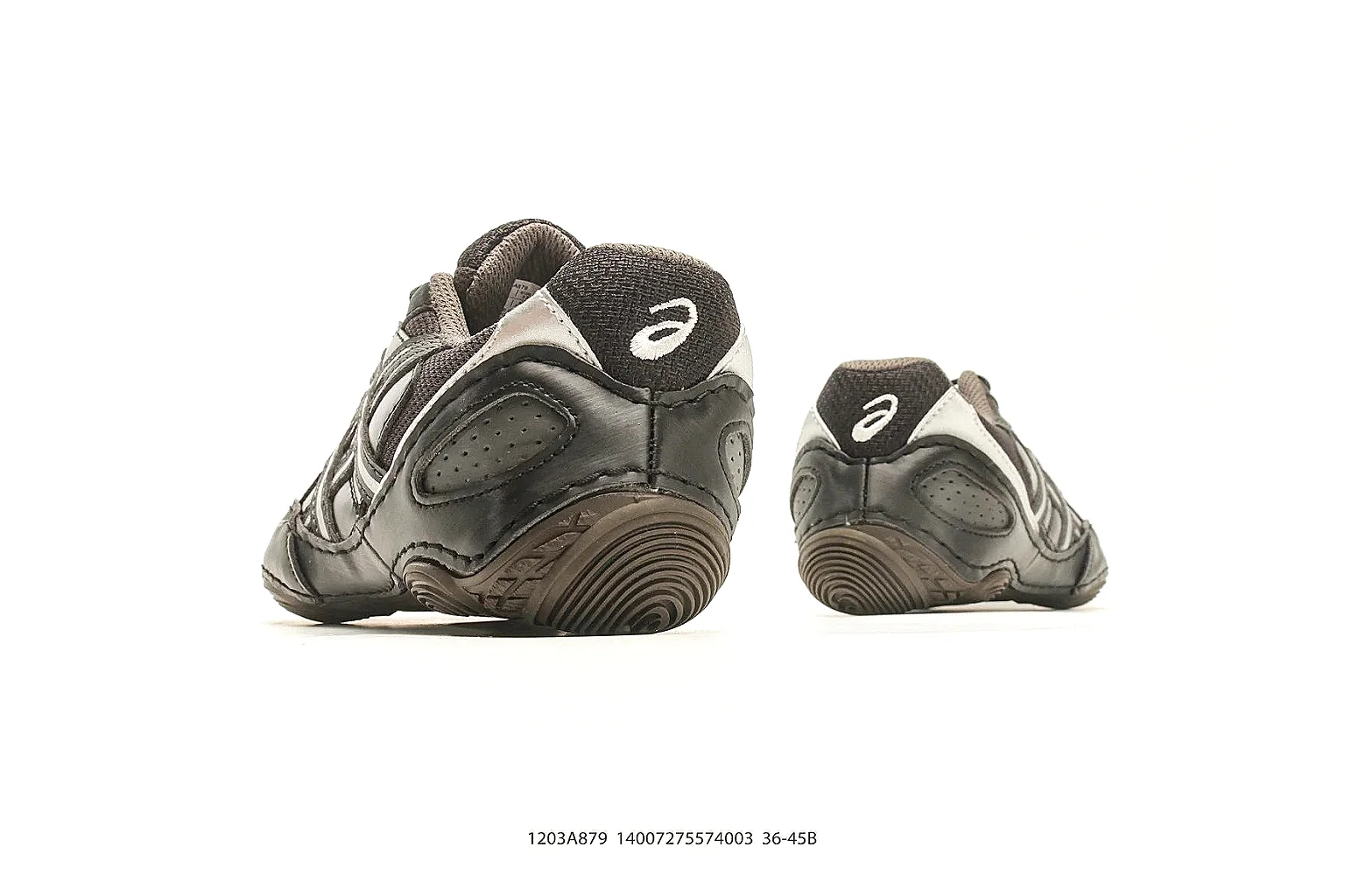 Asics Gel Runner Black Gray spreadsheet record photo showing black gray mesh-leather upper, layered runner panels, Asics side stripes, and cushioned retro sole thumbnail 3