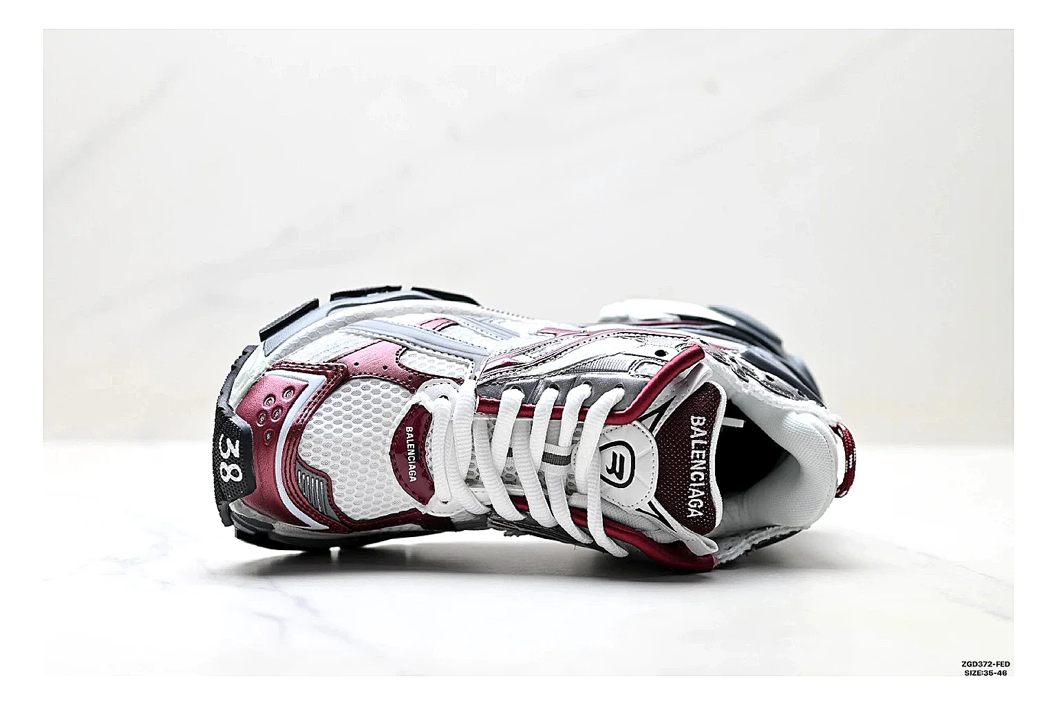 Asics Gel Runner Gray Burgundy spreadsheet record photo showing gray mesh-leather runner upper, burgundy Asics accents, retro runner shape, and cushioned sole thumbnail 6