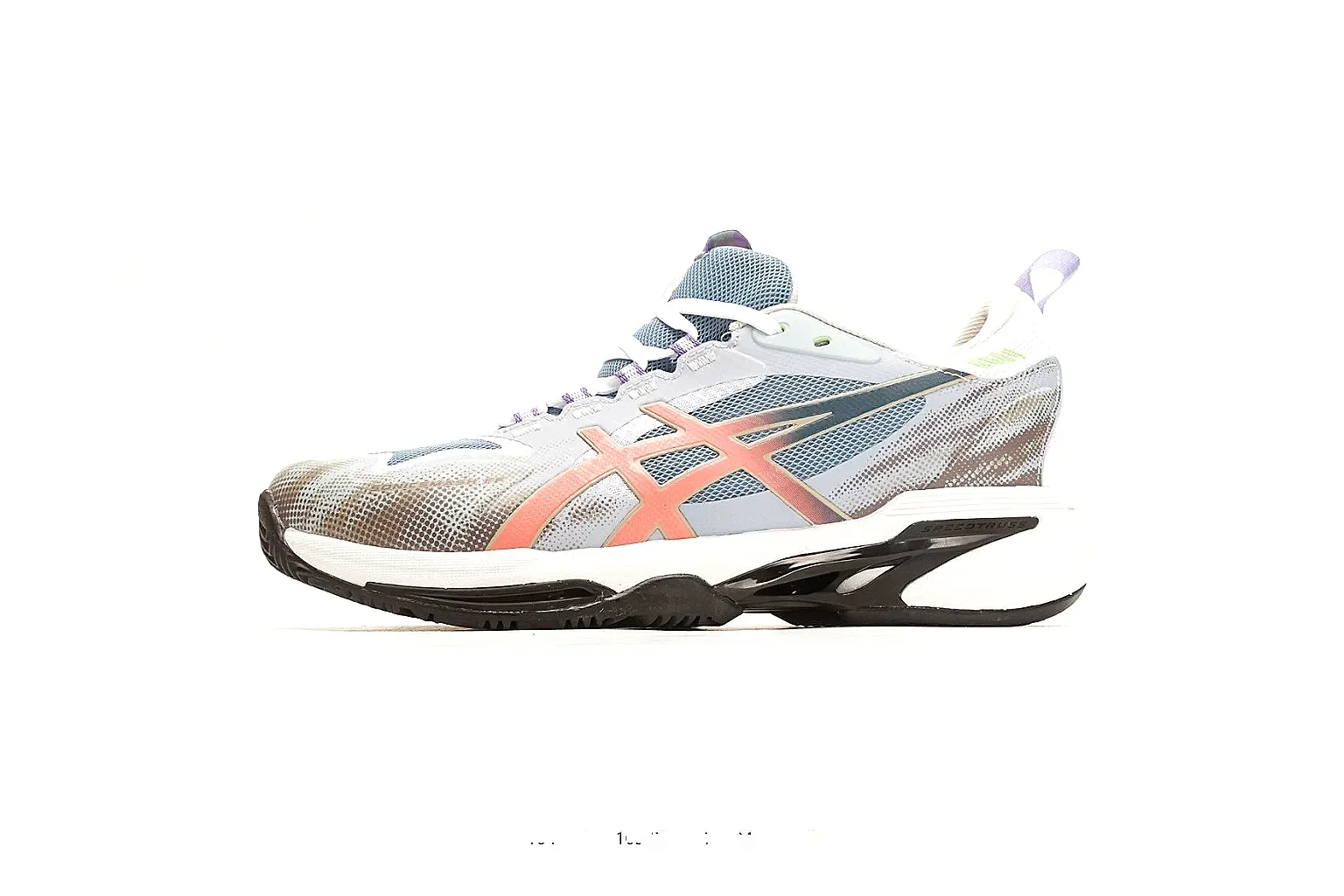 Asics Gel Runner White Blue Orange spreadsheet record photo showing white mesh-leather runner upper, blue and orange Asics accents, retro running shape, and cushioned sole