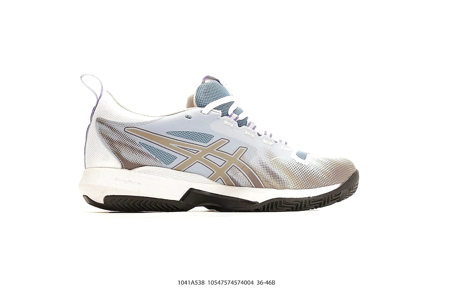 Asics Gel Runner White Blue Orange spreadsheet record photo showing white mesh-leather runner upper, blue and orange Asics accents, retro running shape, and cushioned sole thumbnail 6