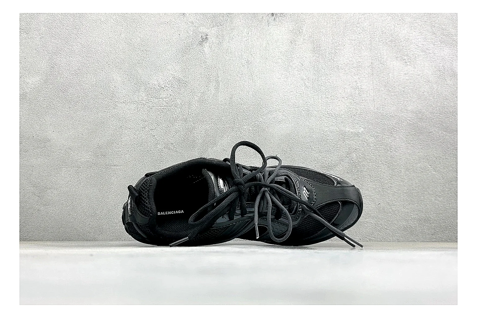 Balenciaga Track Black Low-Top spreadsheet record photo showing black layered technical upper, complex paneling, chunky runner sole, and tactical low-top shape thumbnail 2