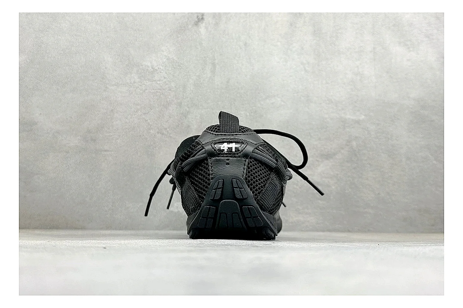 Balenciaga Track Black Low-Top spreadsheet record photo showing black layered technical upper, complex paneling, chunky runner sole, and tactical low-top shape thumbnail 3
