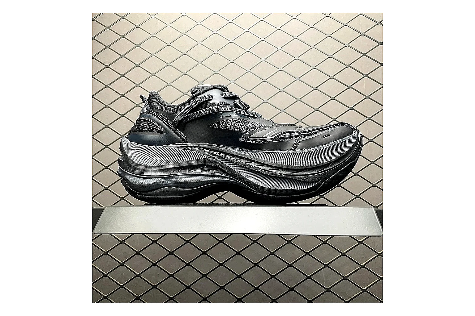 Balenciaga Track Grey Black Runner Sheetbase record image with black grey track chunky runner with mixed upper and chunky shape thumbnail 2