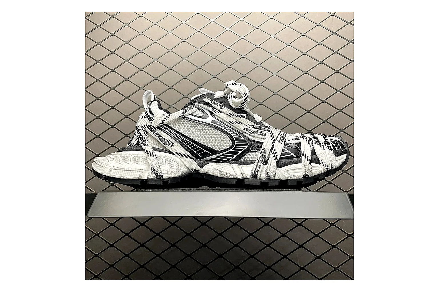 Balenciaga Track White Black Sandal Sheetbase record image with white black track sport sandal with mixed upper and sandal shape thumbnail 2