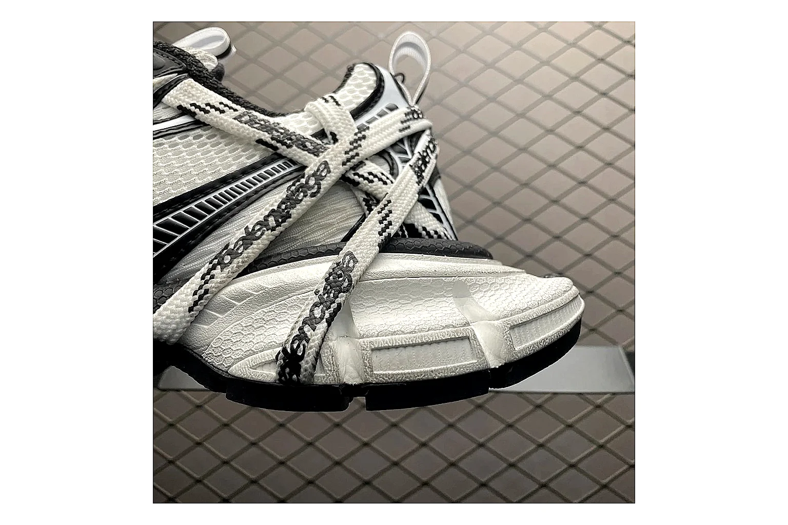 Balenciaga Track White Black Sandal Sheetbase record image with white black track sport sandal with mixed upper and sandal shape thumbnail 3
