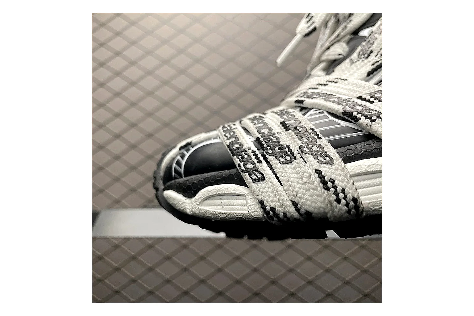 Balenciaga Track White Black Sandal Sheetbase record image with white black track sport sandal with mixed upper and sandal shape thumbnail 5