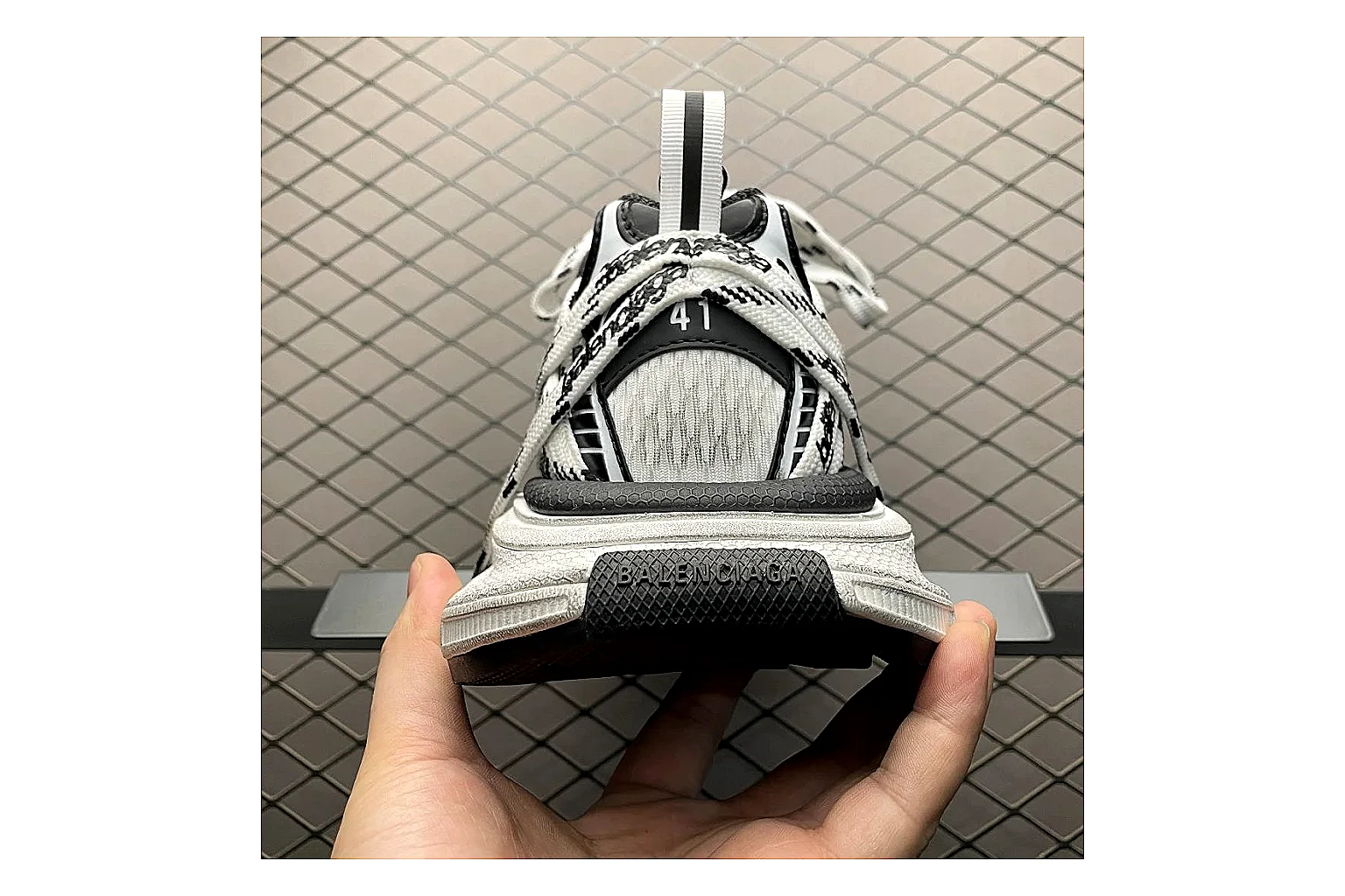 Balenciaga Track White Black Sandal Sheetbase record image with white black track sport sandal with mixed upper and sandal shape thumbnail 6