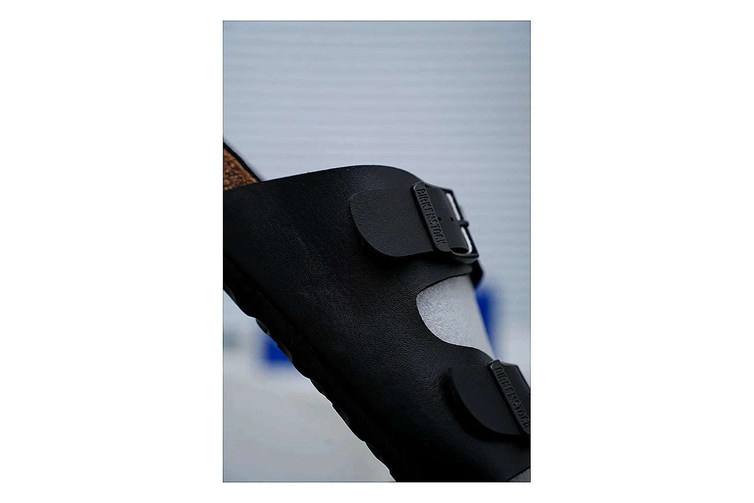 Birkenstock Arizona Black Cork Slide Sheetbase record image with adjustable buckles, contoured footbed and dark outsole for versatile casual looks thumbnail 3