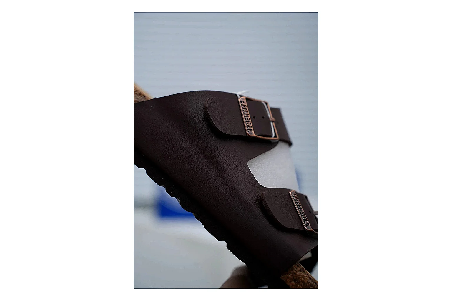 Birkenstock Arizona Mocha Cork Slide Sheetbase record image with adjustable buckles, warm brown upper and contoured footbed for relaxed retro styling thumbnail 3