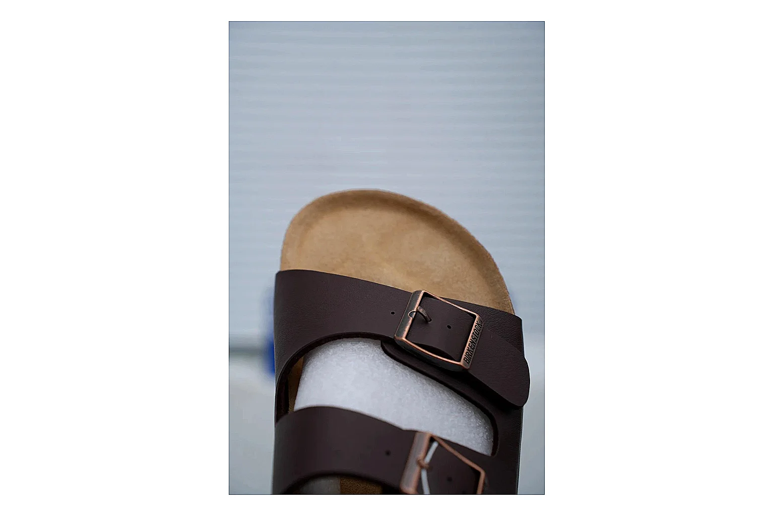 Birkenstock Arizona Mocha Cork Slide Sheetbase record image with adjustable buckles, warm brown upper and contoured footbed for relaxed retro styling thumbnail 5
