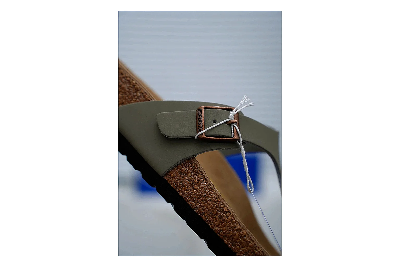 Birkenstock Arizona Olive Cork Slide Sheetbase record image with adjustable buckles, muted upper and contoured footbed for outdoor casual style thumbnail 3