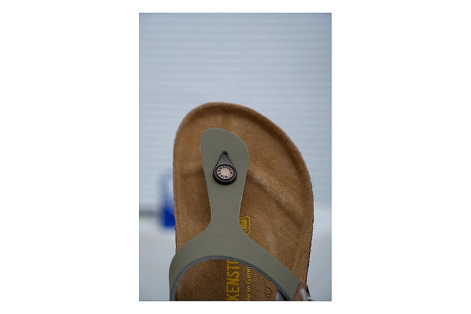 Birkenstock Arizona Olive Cork Slide Sheetbase record image with adjustable buckles, muted upper and contoured footbed for outdoor casual style thumbnail 5
