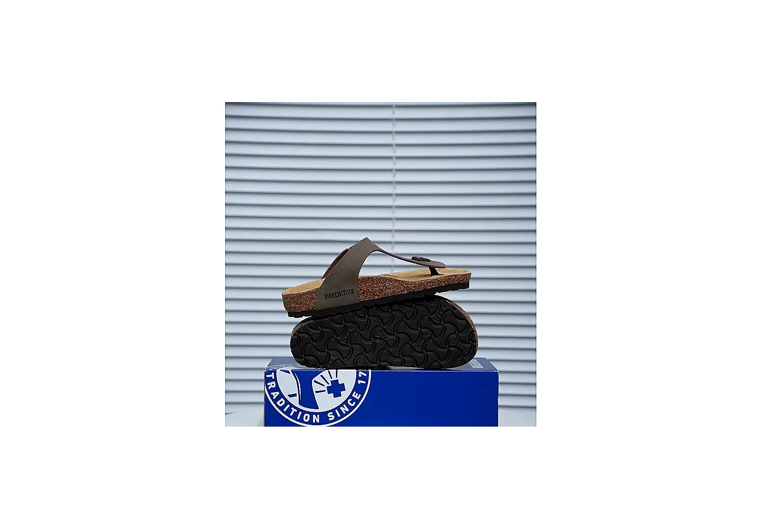 Birkenstock Arizona Taupe Cork Slide Sheetbase record image with neutral upper, adjustable buckles and contoured footbed for easy daily wear thumbnail 2