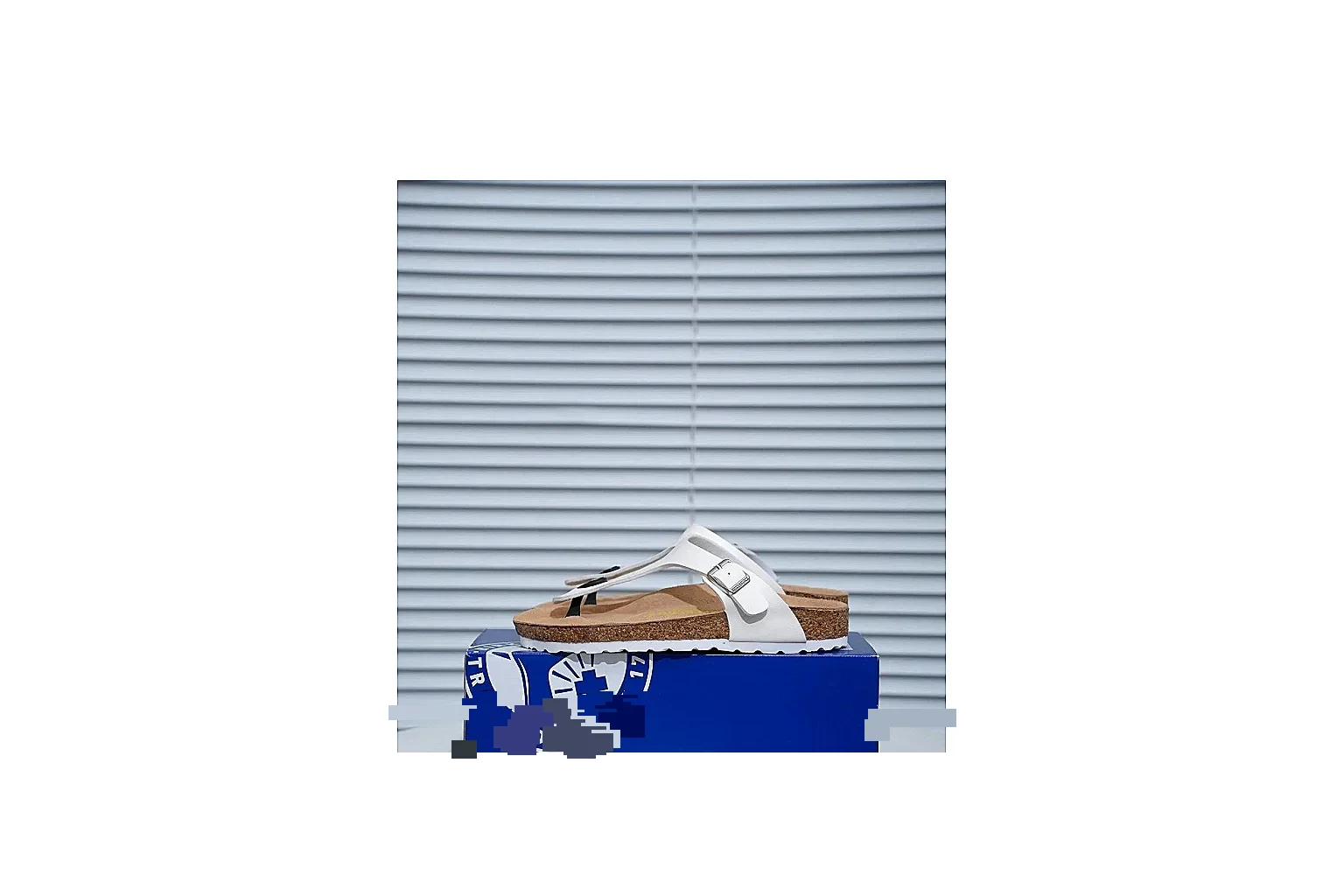 Birkenstock Gizeh White Cork Sandal Sheetbase record image with slim straps, adjustable buckle and contoured footbed for fresh summer casual style