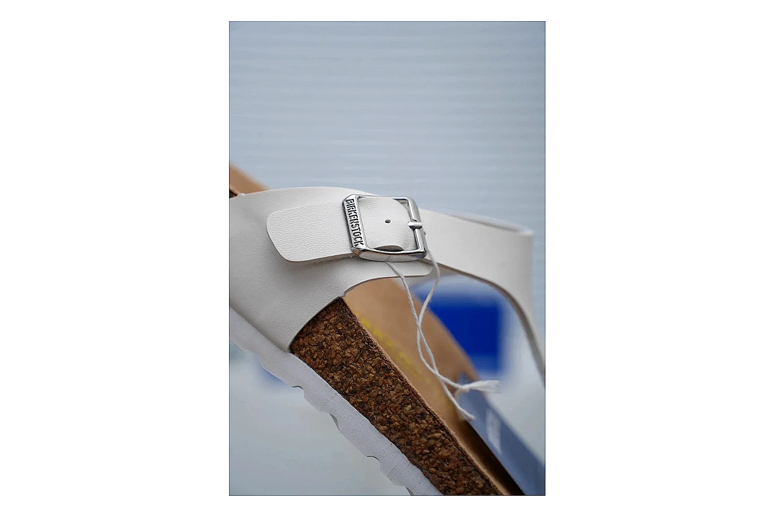 Birkenstock Gizeh White Cork Sandal Sheetbase record image with slim straps, adjustable buckle and contoured footbed for fresh summer casual style thumbnail 3