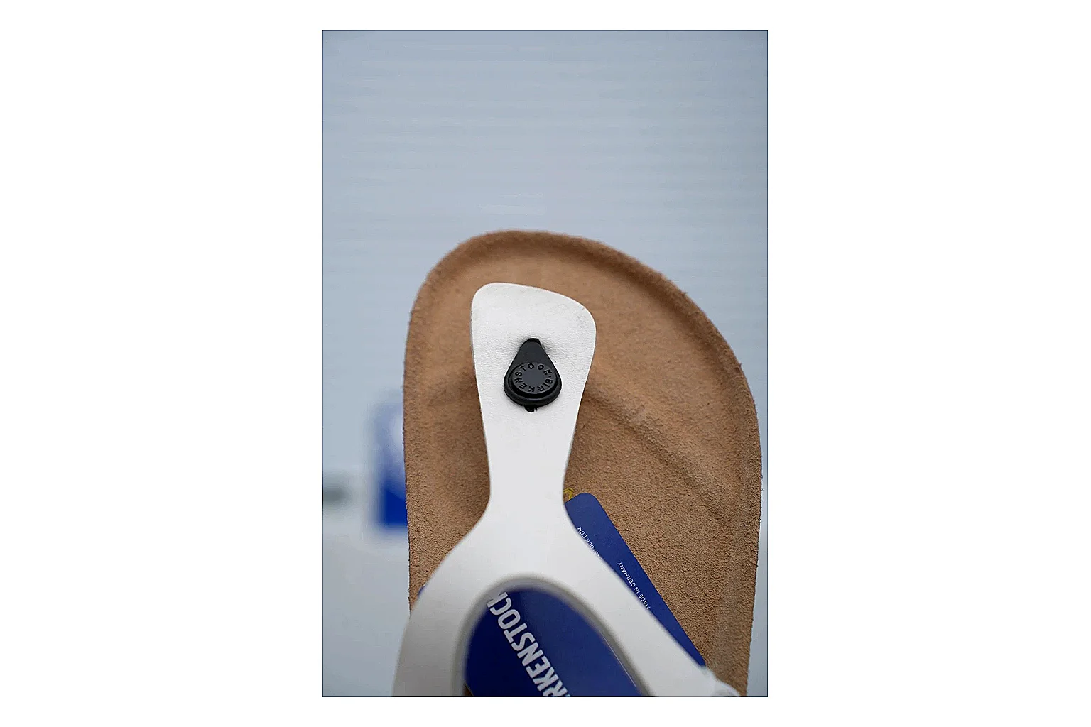 Birkenstock Gizeh White Cork Sandal Sheetbase record image with slim straps, adjustable buckle and contoured footbed for fresh summer casual style thumbnail 5