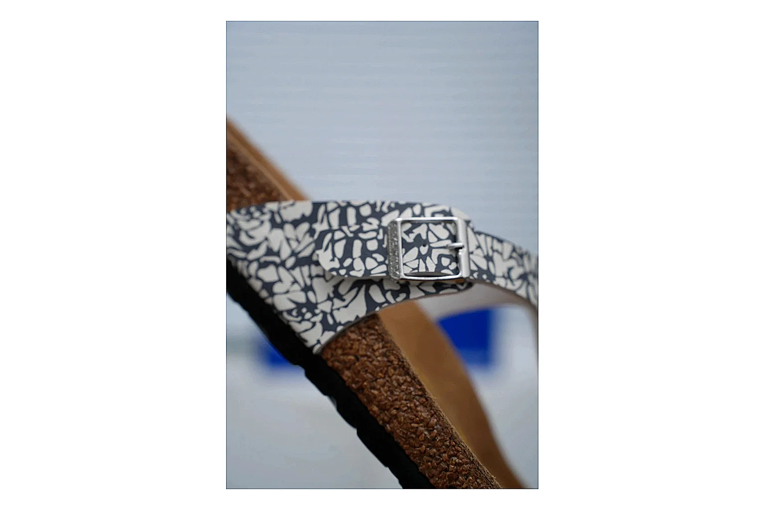Birkenstock Silver Crystal Cork Slide Sheetbase record image with sparkling straps, adjustable buckles and contoured footbed for casual comfort with shine thumbnail 3
