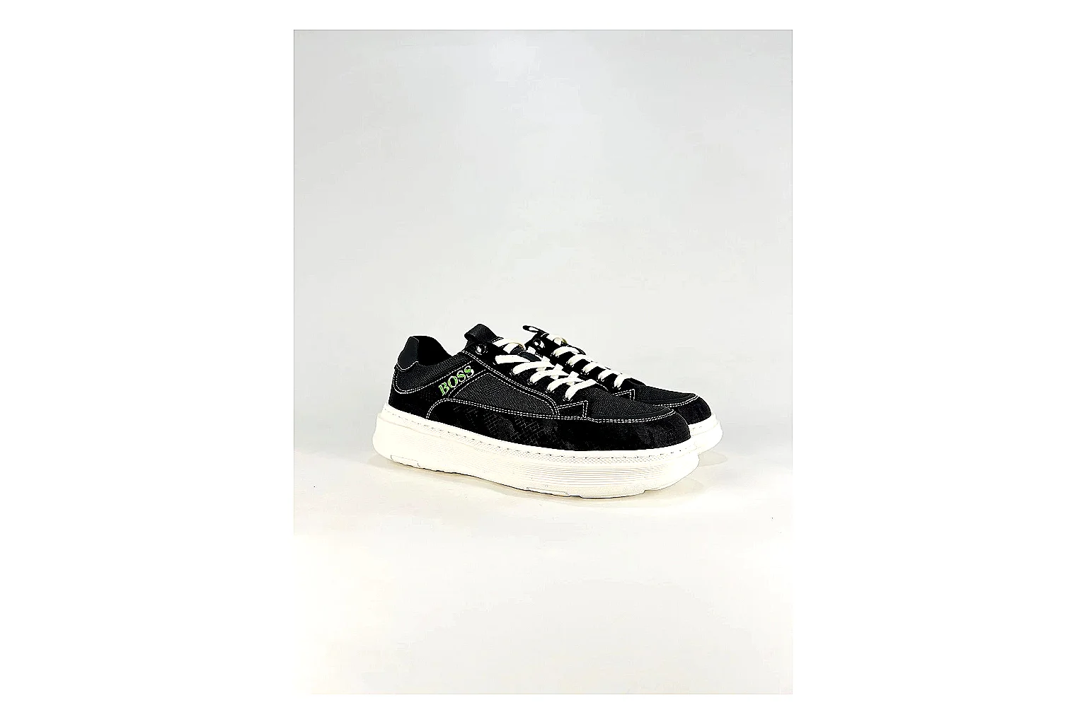 Boss Low Top Black White spreadsheet record photo showing black white leather low-top upper, minimal casual profile, clean panels, and simple rubber sole thumbnail 2