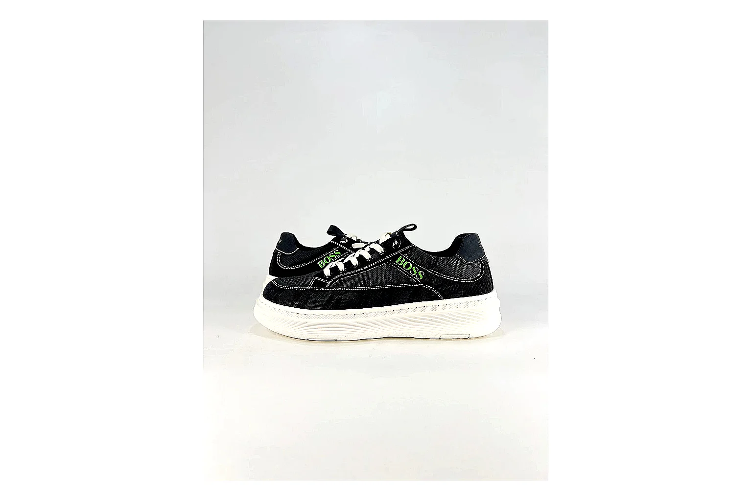 Boss Low Top Black White spreadsheet record photo showing black white leather low-top upper, minimal casual profile, clean panels, and simple rubber sole thumbnail 6