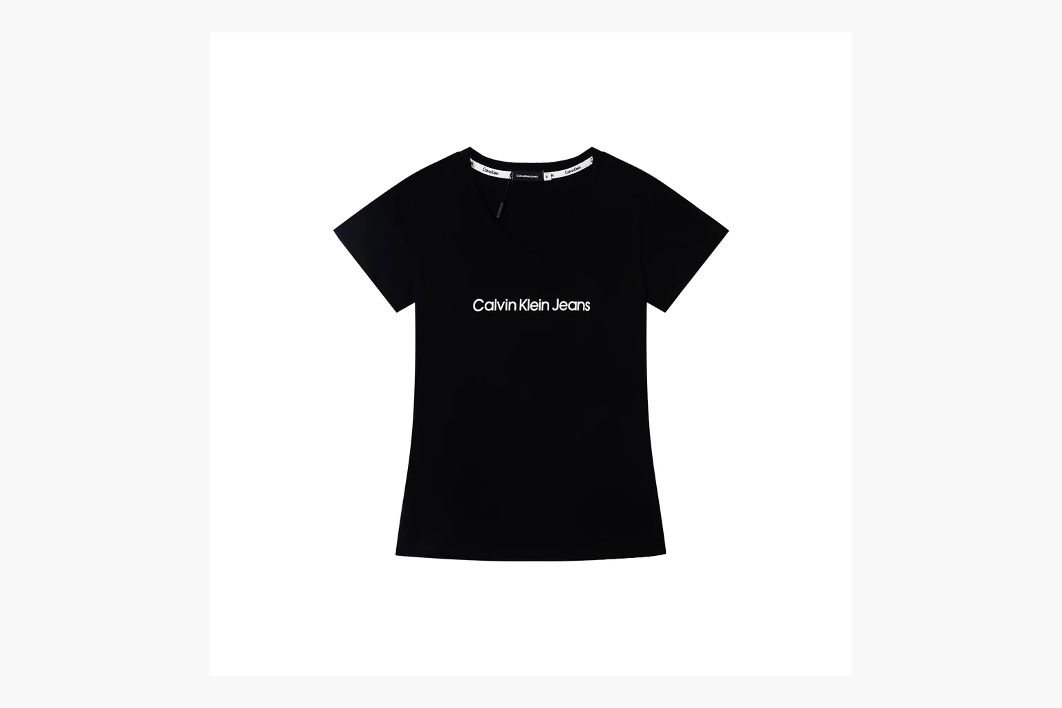 Calvin Klein black V-neck tee spreadsheet record image